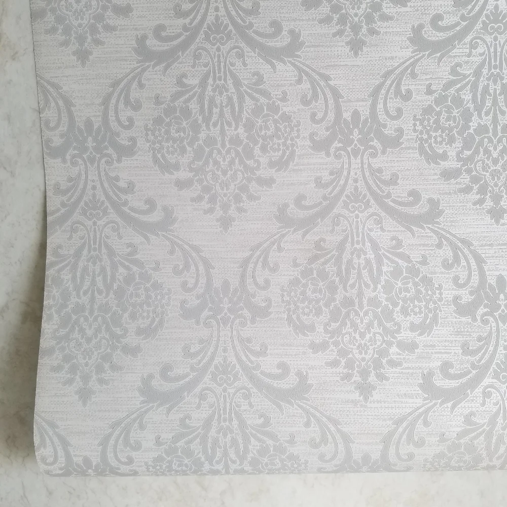 Wallpaper English Hills Silver Gray Damask